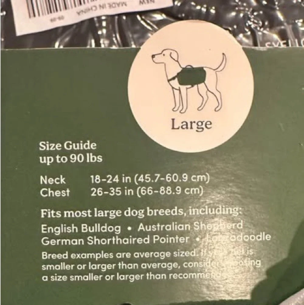The cuddle collab, dog harness backpack, xl, NEW‎ WITH TAGS!!